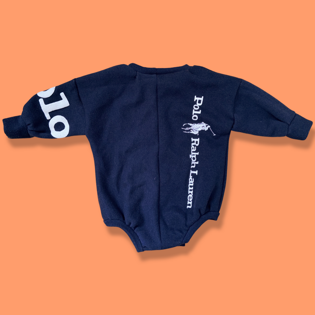 UPCYCLED Polo Inspired LS Crewneck Romper 3-6M